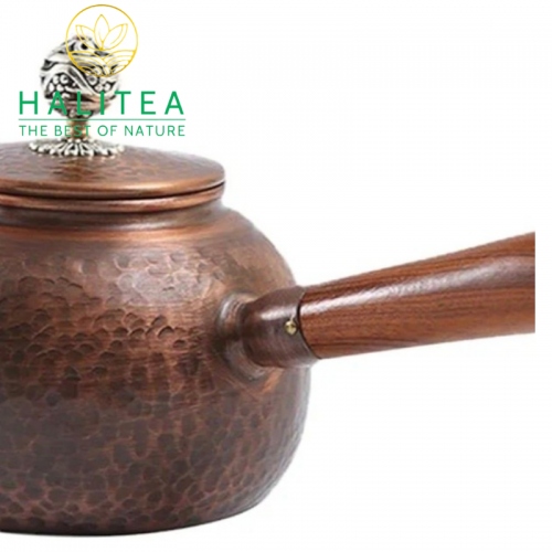Ấm Đồng Nhật Bản Tetsubin Gò Thủ Công Cán Gỗ 600ml