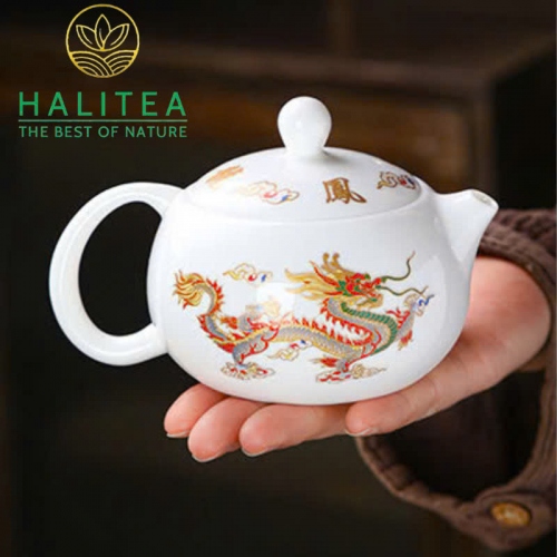 Ấm Sứ Đức Hoá Tây Thi Long Phụng Đổi Màu 250ml Hộp Quà Tặng