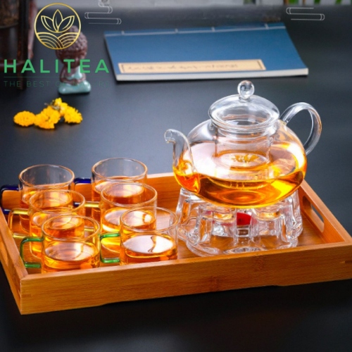 Ấm Thủy Tinh Pha Trà Hoa Cao Cấp 400/600/800ml