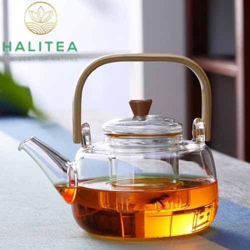 Ấm Thủy Tinh Quai Tre Cao Cấp 900ml