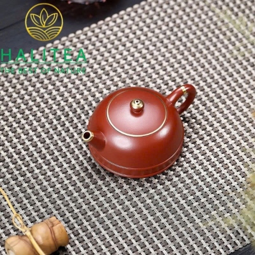 Ấm Tử Sa Bán Nguyệt Đại Hồng Bào Vẽ Vàng Song Tuyến 160ml
