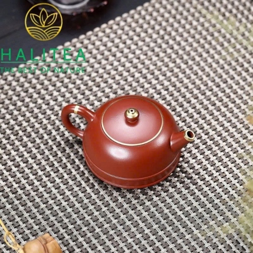 Ấm Tử Sa Bán Nguyệt Đại Hồng Bào Vẽ Vàng Song Tuyến 160ml