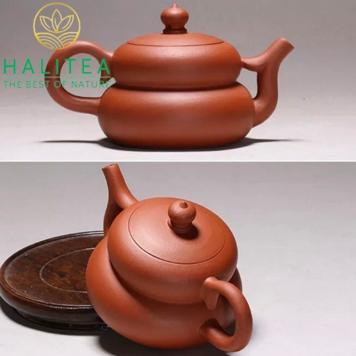 Ấm Tử Sa Dáng Hồ Lô Lọc Hoa Mai 180ml