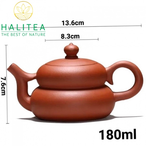 Ấm Tử Sa Dáng Hồ Lô Lọc Hoa Mai 180ml