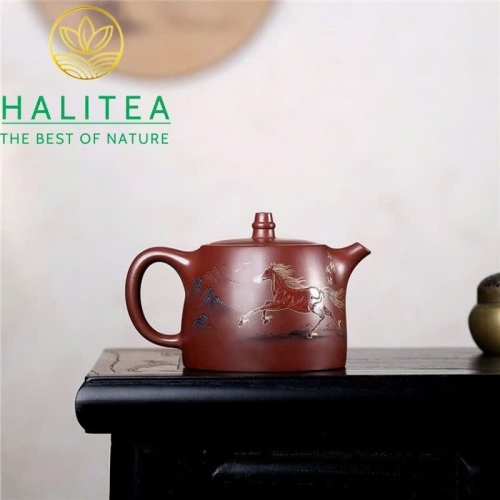 Ấm Tử Sa Hán Đạc Huyết Long Sa Mã Đáo Thành Công 450ml