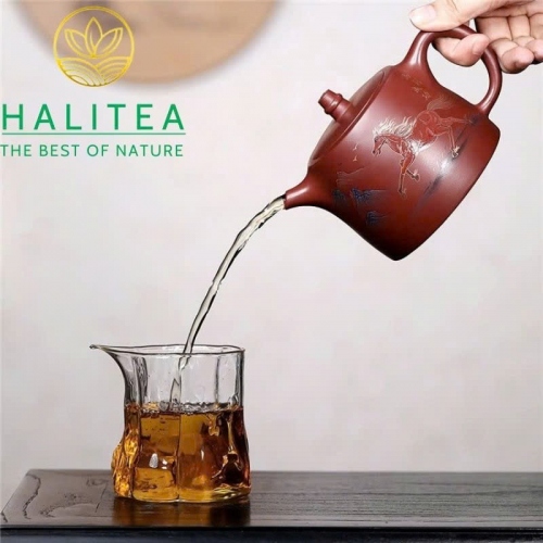 Ấm Tử Sa Hán Đạc Huyết Long Sa Mã Đáo Thành Công 450ml