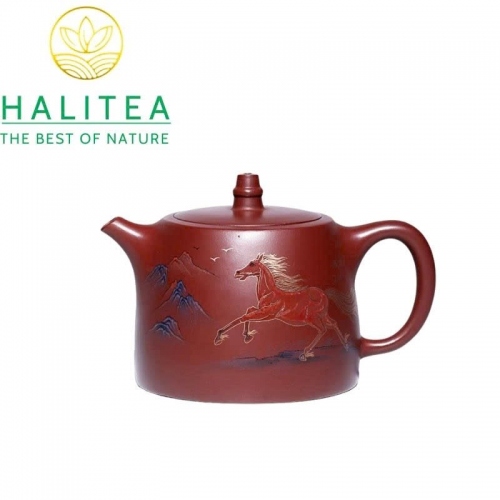 Ấm Tử Sa Hán Đạc Huyết Long Sa Mã Đáo Thành Công 450ml