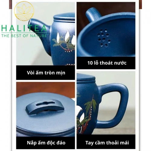Ấm Tử Sa Hán Ngoã Hoa Mộc Lan Thiên Thanh Nê 180ml