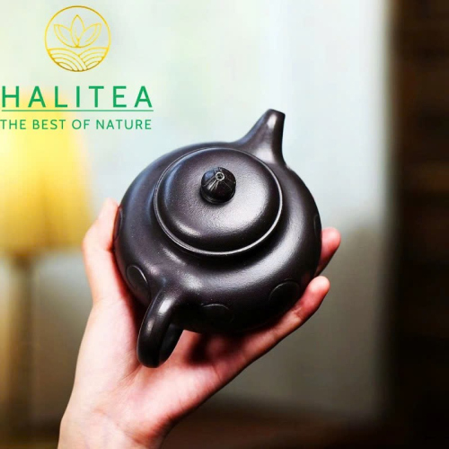 Ấm Tử Sa Nghi Hưng Như Ý Cân Văn Thạch Hoàng Nê 300ml