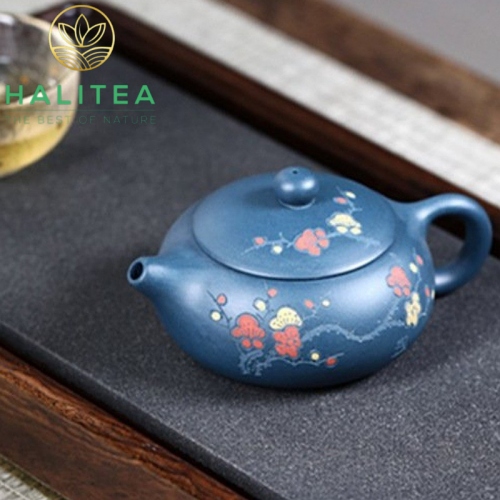 Ấm Tử Sa Tây Thi Dẹt Thiên Thanh Nê Hoa Mai 200ml