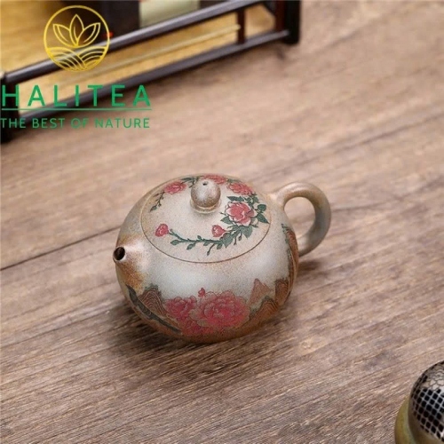 Ấm Tử Sa Tây Thi Đoạn Nê Trầm Cổ Khắc Hoa Mẫu Đơn 280ml