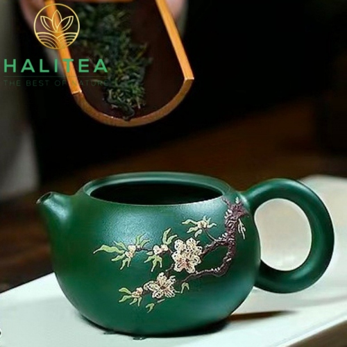 Ấm Tử Sa Tây Thi Hoa Mai Lục Nê 220ml