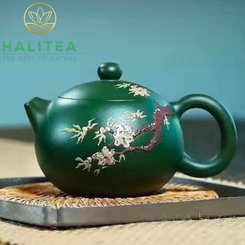 Ấm Tử Sa Tây Thi Hoa Mai Lục Nê 220ml