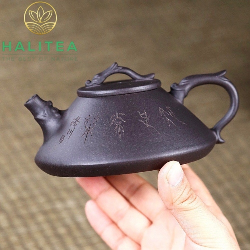 Ấm Tử Sa Thạch Biều Tử Dã Tường Long Hắc Nê 180ml