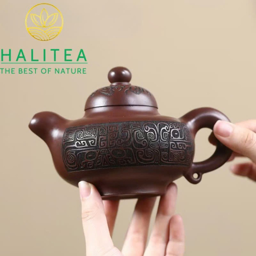 Ấm Tử Sa Thanh Đồng Hoa Dĩnh Tử Nê 330ml Thủ Công Nghi Hưng