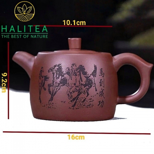 Ấm Tử Sa Tỉnh Lan Tử Nê Mã Đáo Thành Công 460ml
