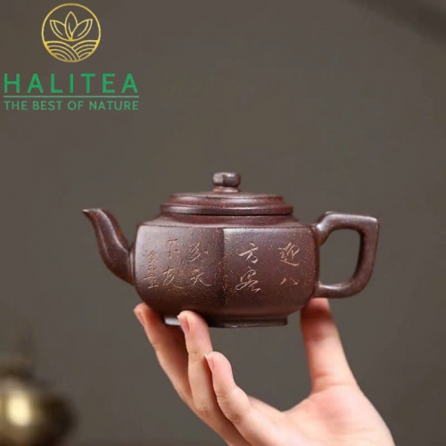 Ấm Tử Sa Tuyết Hoa Lục Phương 240ml