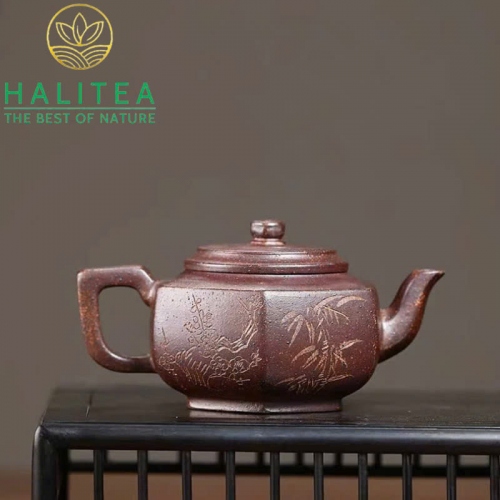 Ấm Tử Sa Tuyết Hoa Lục Phương 240ml