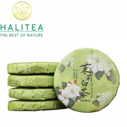 Bạch Trà Hoa Nhài Vân Nam Ép Bánh (Jasmine White Tea Cake) - Viên 6g