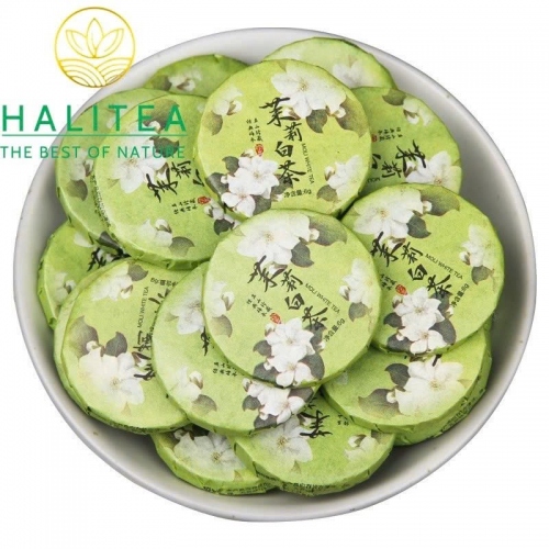 Bạch Trà Hoa Nhài Vân Nam Ép Bánh (Jasmine White Tea Cake) - Viên 6g