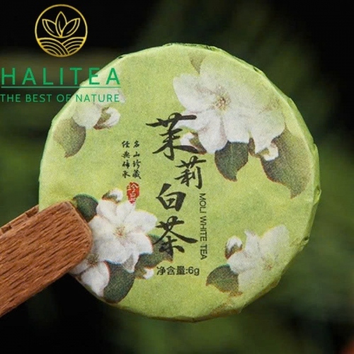 Bạch Trà Hoa Nhài Vân Nam Ép Bánh (Jasmine White Tea Cake) - Viên 6g