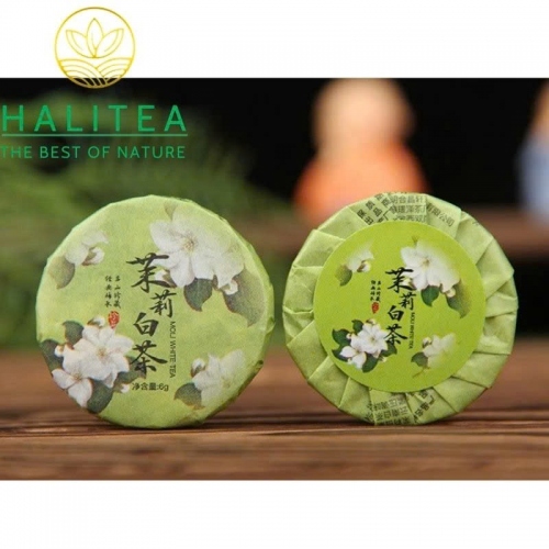Bạch Trà Hoa Nhài Vân Nam Ép Bánh (Jasmine White Tea Cake) - Viên 6g