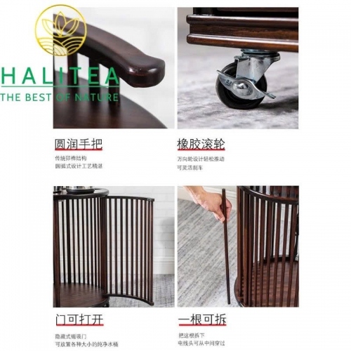 Bàn Trà Di Động Gỗ Tròn Có Bánh Xe – Tủ Trà Pha Nước Tiện Lợi Cao Cấp