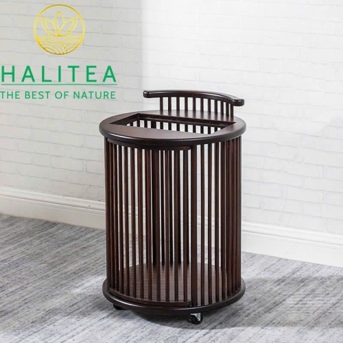 Bàn Trà Di Động Gỗ Tròn Có Bánh Xe – Tủ Trà Pha Nước Tiện Lợi Cao Cấp