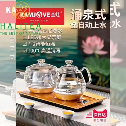 Bếp Điện Đôi KAMJOVE H9 Cấp Nước Từ Đáy Bộ Ấm Thủy Tinh Cao Cấp – Hộp Quà Tặng