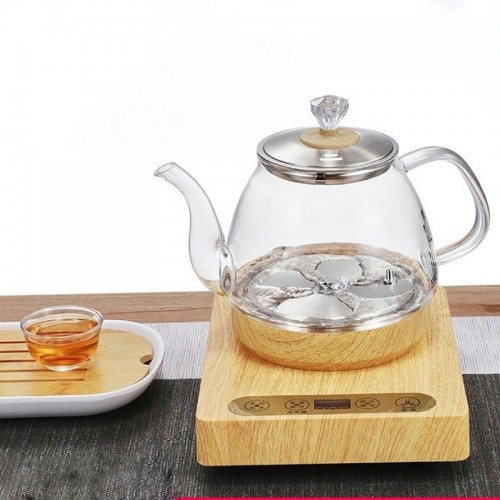 Bếp Điện Đơn Vàng Gỗ Cấp Nước Từ Đáy Ấm Thủy Tinh Cao Cấp