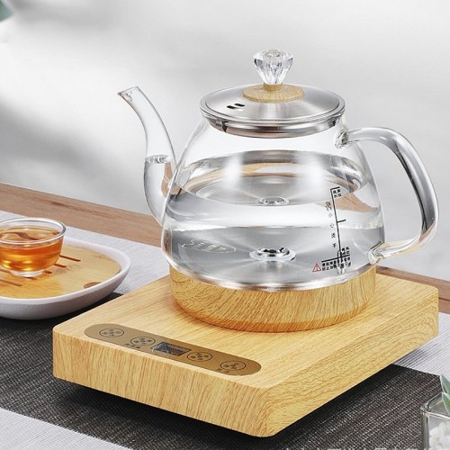 Bếp Điện Đơn Vàng Gỗ Cấp Nước Từ Đáy Ấm Thủy Tinh Cao Cấp