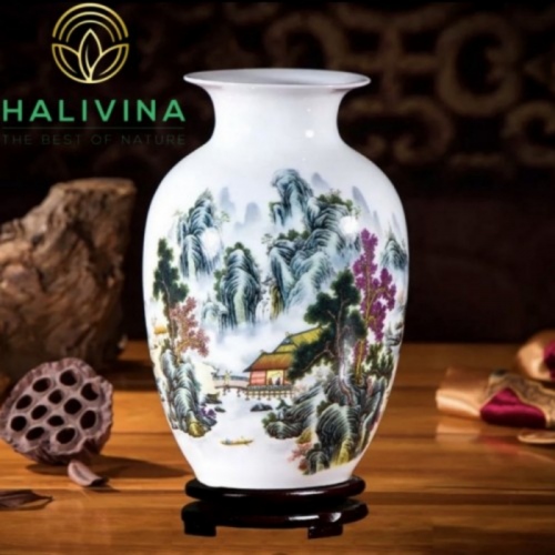 Bình Hoa Gốm Sứ Phong Thuỷ Cao Cấp KT23X14CM