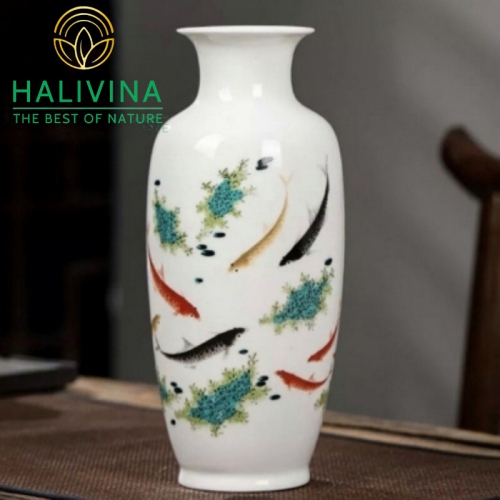 Bình Hoa Gốm Sứ Phong Thuỷ Cao Cấp KT27X12CM