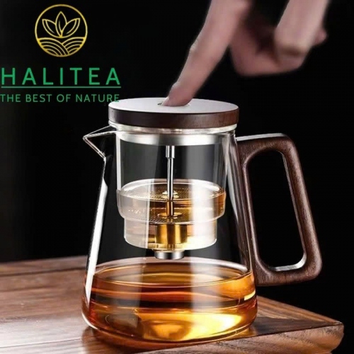 Bình Pha Trà Thủy Tinh Nút Bấm Tách Trà 800ml – Bình Pha Trà Thông Minh