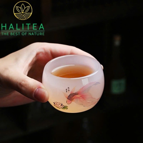 Bộ 04 Chén Ngọc Cao Cấp Hình Cá Hộp Quà Tặng 60ml