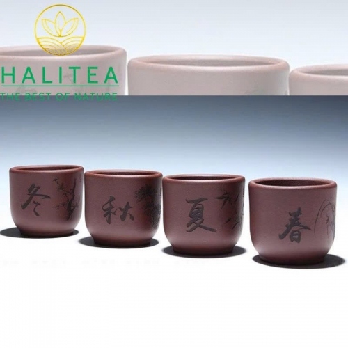 Bộ 4 Chén Trà Tử Sa - Xuân Hạ Thu Đông 50ml – Hộp Quà Cao Cấp