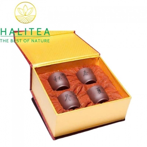 Bộ 4 Chén Trà Tử Sa - Xuân Hạ Thu Đông 50ml – Hộp Quà Cao Cấp
