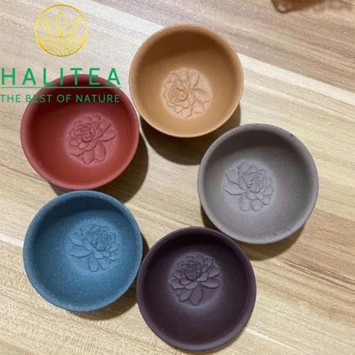 Bộ 5 Chén Tử Sa Ngũ Sắc Hoa Mẫu Đơn – 45ml