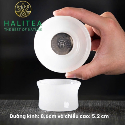 Bộ Ấm Chén Bạch Ngọc Cao Cấp 10 Món - Hộp Quà Tặng Vali Sang Trọng