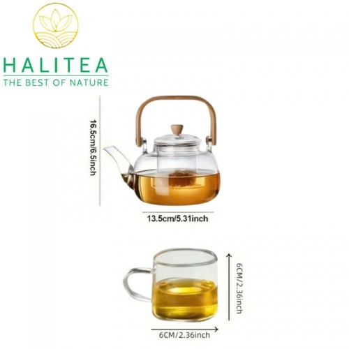 Bộ Ấm Thủy Tinh Quai Tre Cao Cấp 900ml