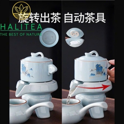 Bộ Ấm Trà Cối Xay Sứ Trắng Cao Cấp 9 Món Hộp Túi Giấy BAT-CXT01