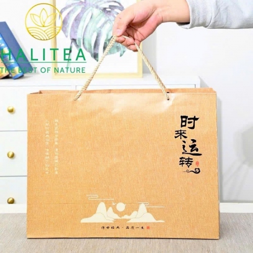 Bộ Ấm Trà Cối Xay Sứ Xanh Cổ Điển Cao Cấp 9 Món Hộp Túi Giấy
