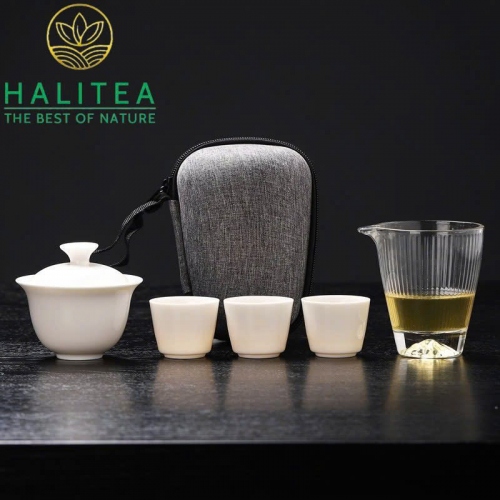 Bộ Ấm Trà Du Lịch Sứ Đức Hoá Pha Chén Khải Chén Tống 06 Món Tiện Lợi