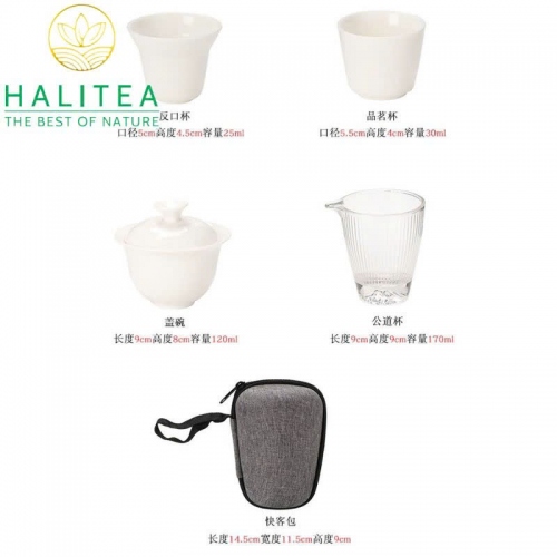 Bộ Ấm Trà Du Lịch Sứ Đức Hoá Pha Chén Khải Chén Tống 06 Món Tiện Lợi