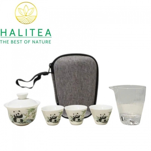 Bộ Ấm Trà Du Lịch Sứ Đức Hoá Pha Chén Khải Chén Tống 06 Món Tiện Lợi