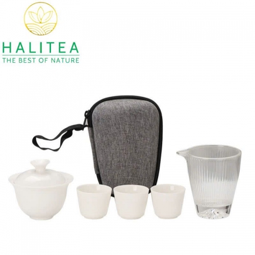 Bộ Ấm Trà Du Lịch Sứ Đức Hoá Pha Chén Khải Chén Tống 06 Món Tiện Lợi