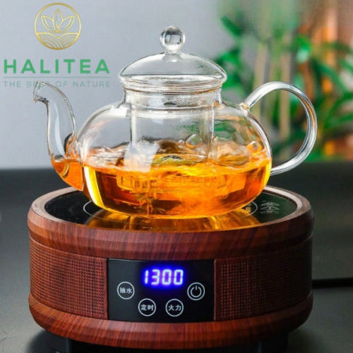 Bộ Ấm Trà Lõi Lọc Thuỷ Tinh Cao Cấp Đế Nến 600ml