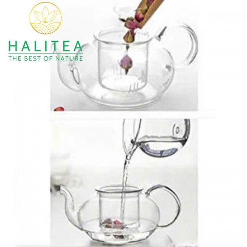 Bộ Ấm Trà Lõi Lọc Thuỷ Tinh Cao Cấp Đế Nến 600ml