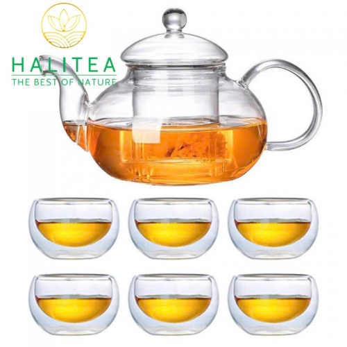 Bộ Ấm Trà Lõi Lọc Thuỷ Tinh Chén 2 Lớp 600ml