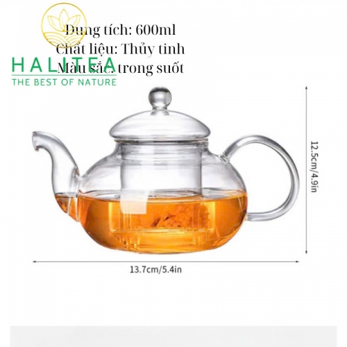 Bộ Ấm Trà Lõi Lọc Thuỷ Tinh Chén 2 Lớp 600ml